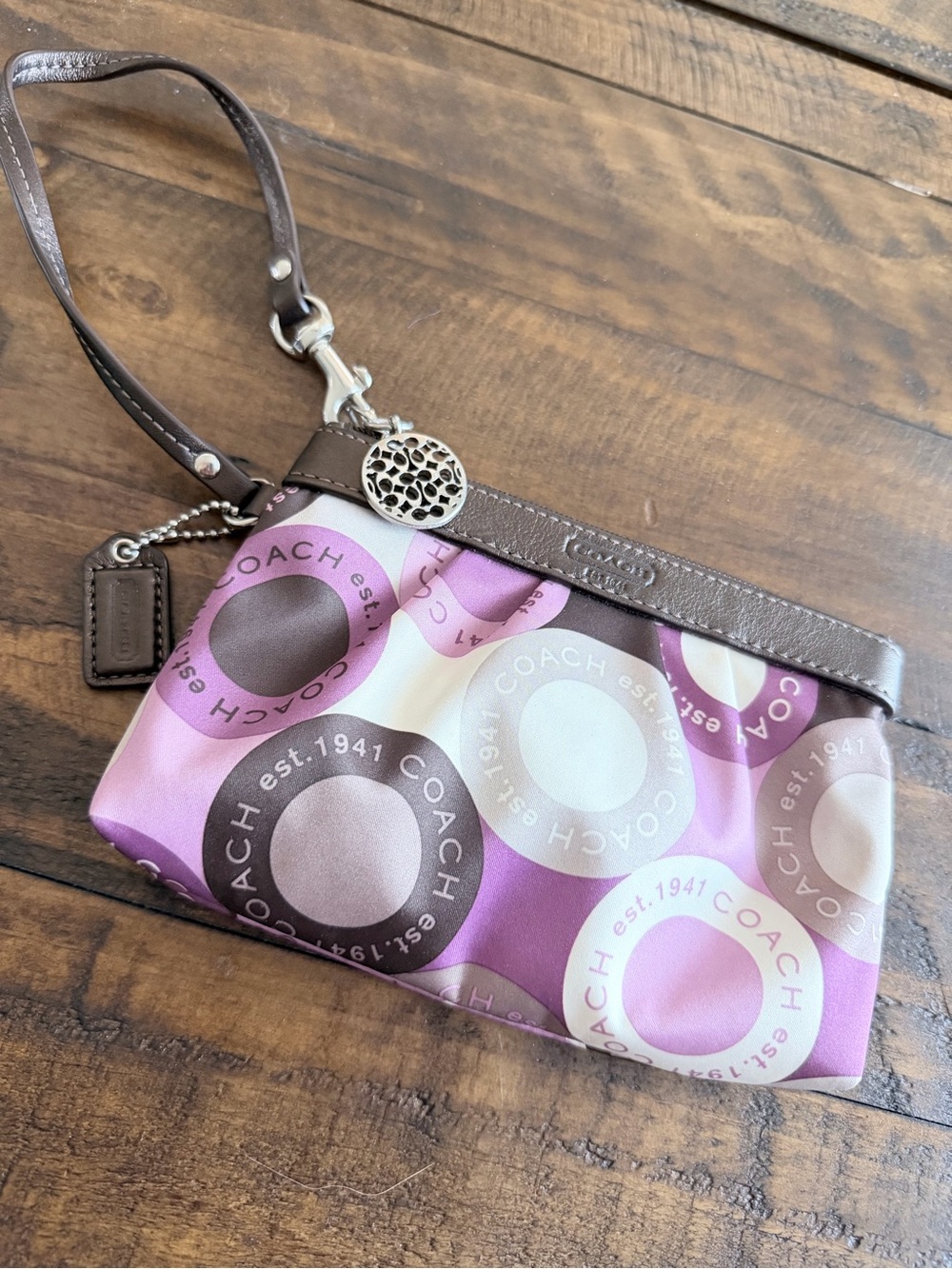 Coach Purple & Brown Signature Wristlet